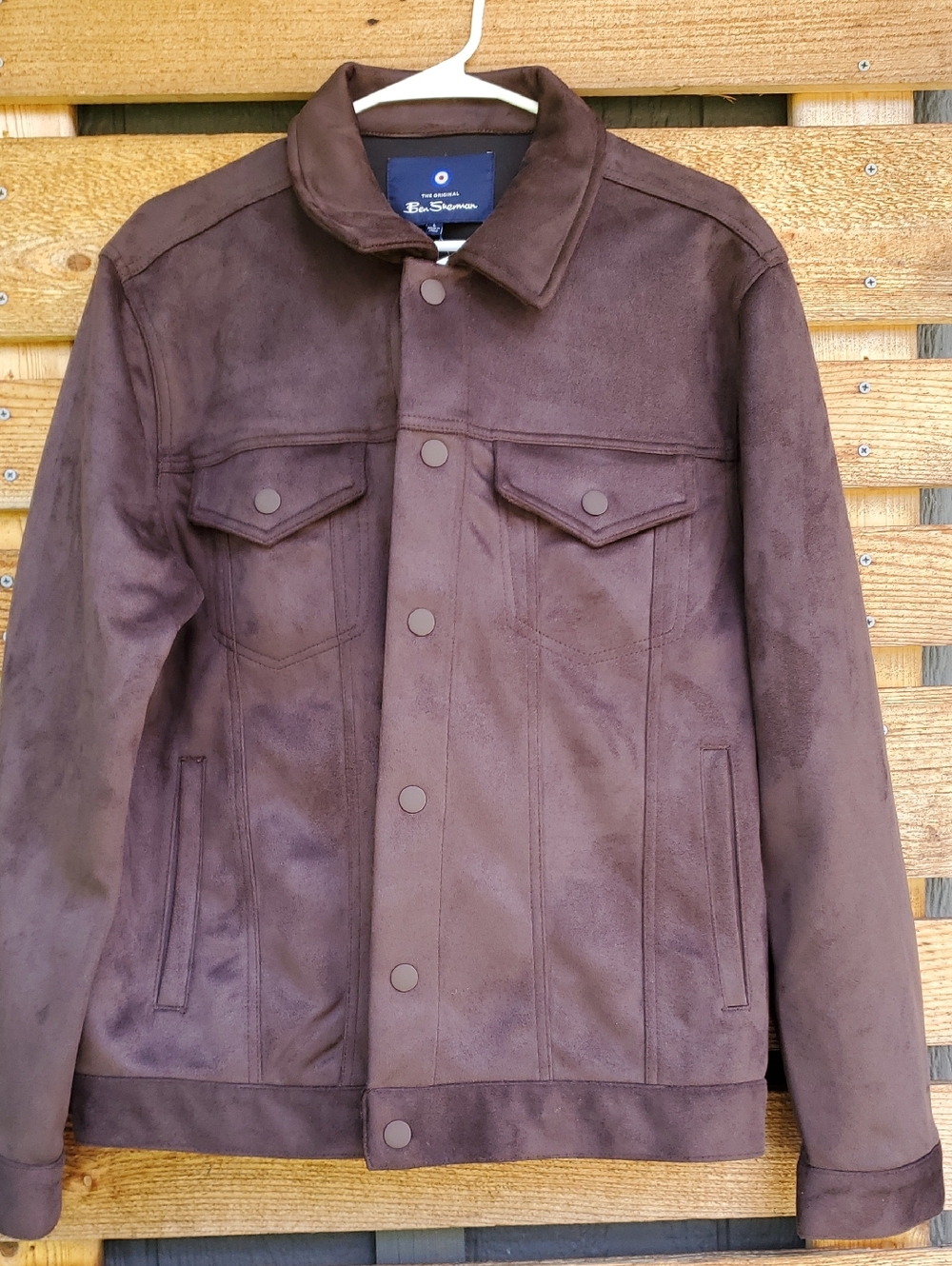 Ben Sherman Brown Suede-Feel Bomber Style Jacket